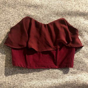 CHARLOTTE RUSSE Red Chiffon Crop Top